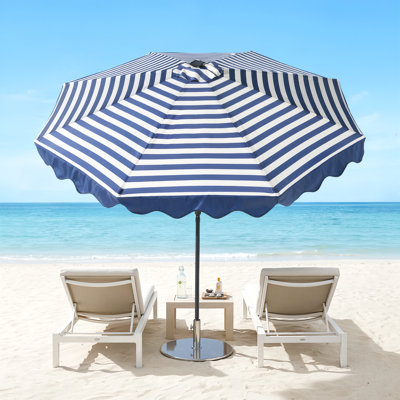 Parasol de patio de 10 pi, table d'extérieur festonnée avec réglage de l'inclinaison, manivelle, 8 nervures robustes pour la piscine, la terrasse et la cour