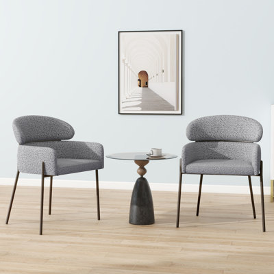 Modern Upholstered Dining Chairs (set Of 2) - Grey Fabric Side Chairs With Metal Frame For Kitchen/living Room