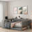 Upholstered Daybed With Storage Shelves, Desk, Charging Station And Trundle-866222838