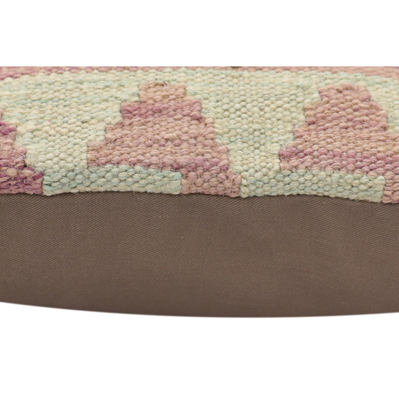 Oreiller rustique en kilim tissé à la main Caballer - 17 po x 18 po Rustic, H 17 po x l 18 po, Rouge / bleu / mauve / orange