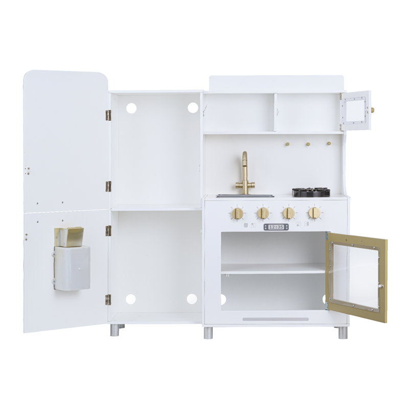 Little Chef Medium Wooden Kitchen Set w/ 11 Accessories, White