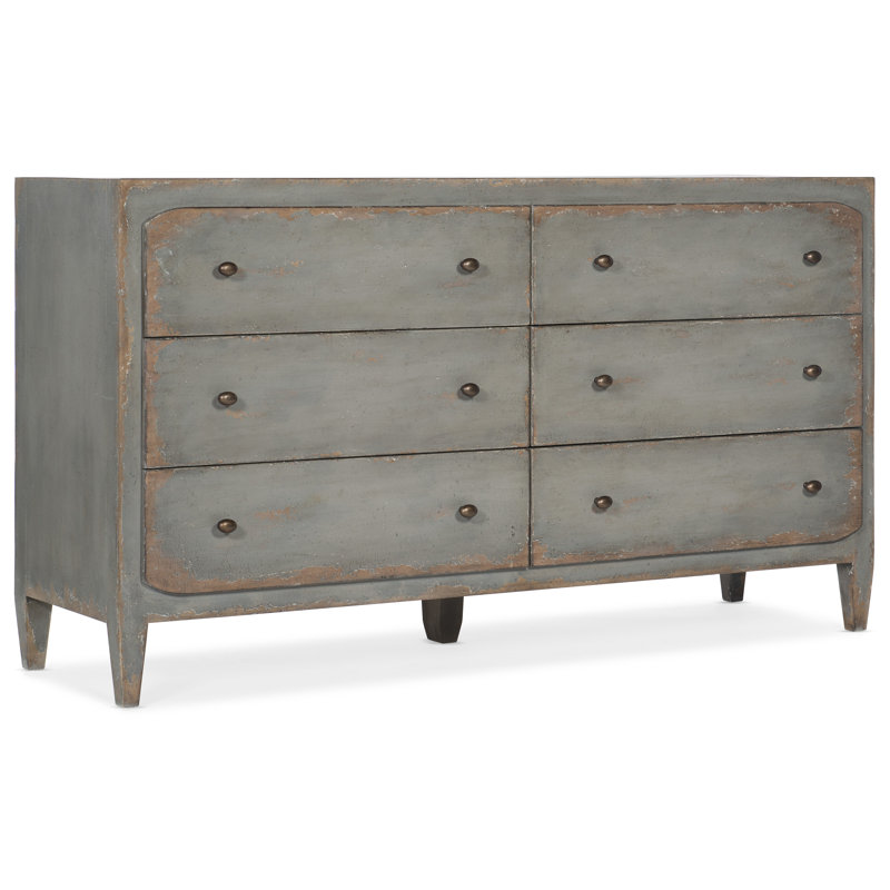 Ciao Bella Six-Drawer Dresser- Speckled Gray, Speckled Gray
