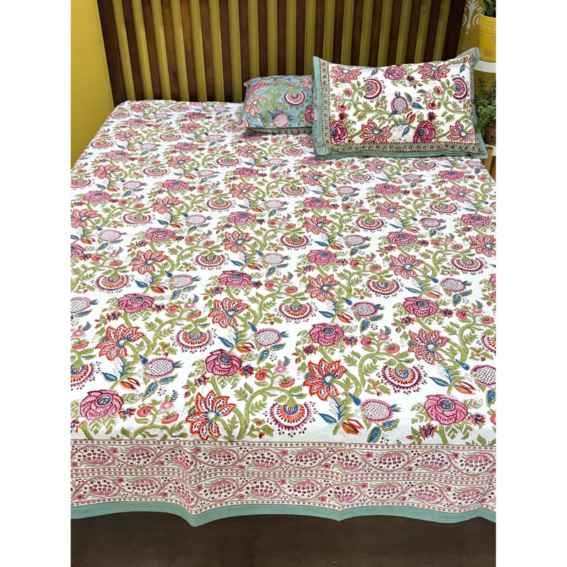 Ensemble de draps en coton avec 2 taies d'oreiller