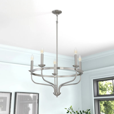 Longacre 5-Light Adjustable Height Wagon Wheel Chandelier 