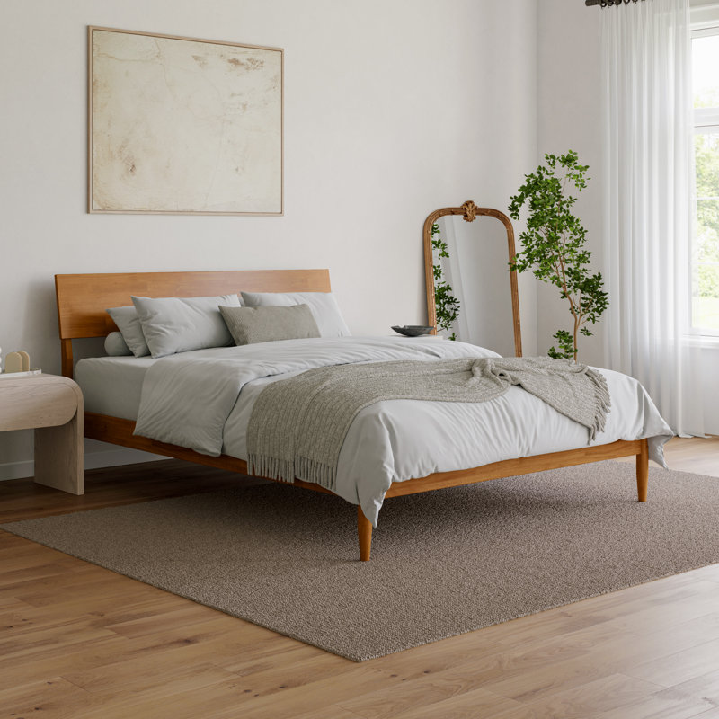 Lit plateforme avec tête de lit ajustable Bradford, Queen, Caramel clair