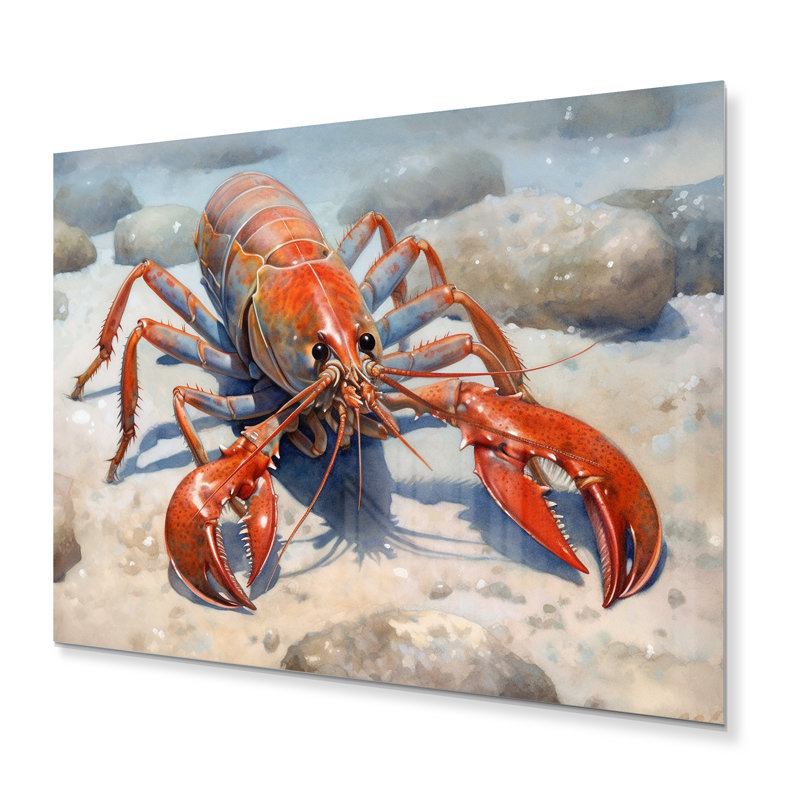 Écrevisse d'eau douce II - animaux, art mural en métal, salon, H 24 po x l 32 po x P 1 po