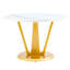 Élégante table ronde blanche de 48 pouces avec des pieds dorés pour une base luxueuse et moderne