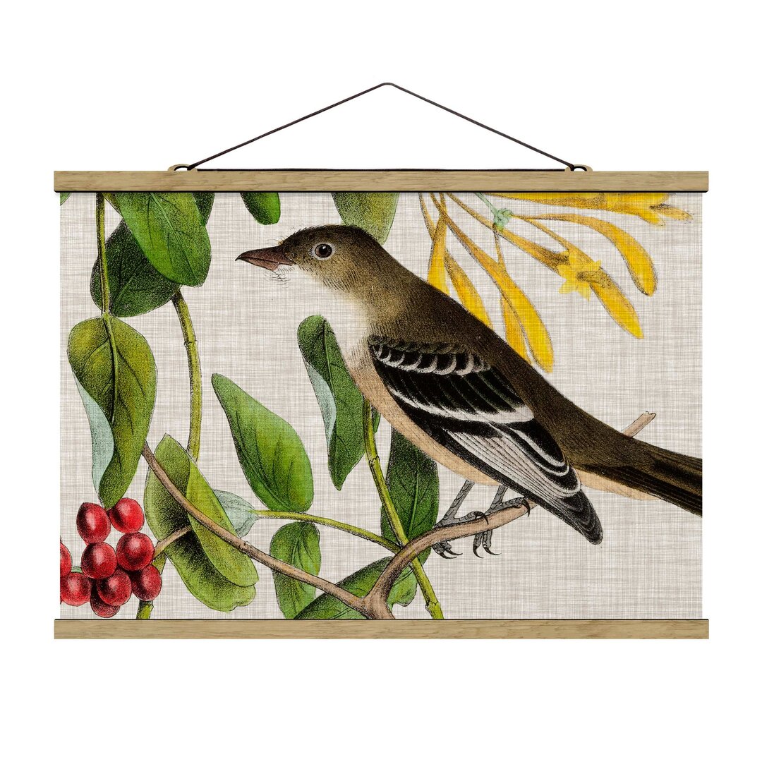 Stoffbild Bird on Linen Yellow II