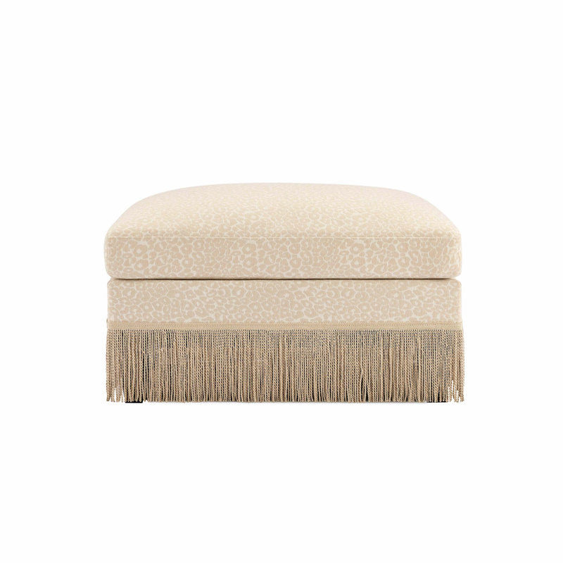 Beige Coffee Leopard Chenille Ottoman, Beige/Brown