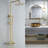 10" Wall Mounted Exposed Thermostatic Height Adjustable Shower Faucet Set with Handheld Shower