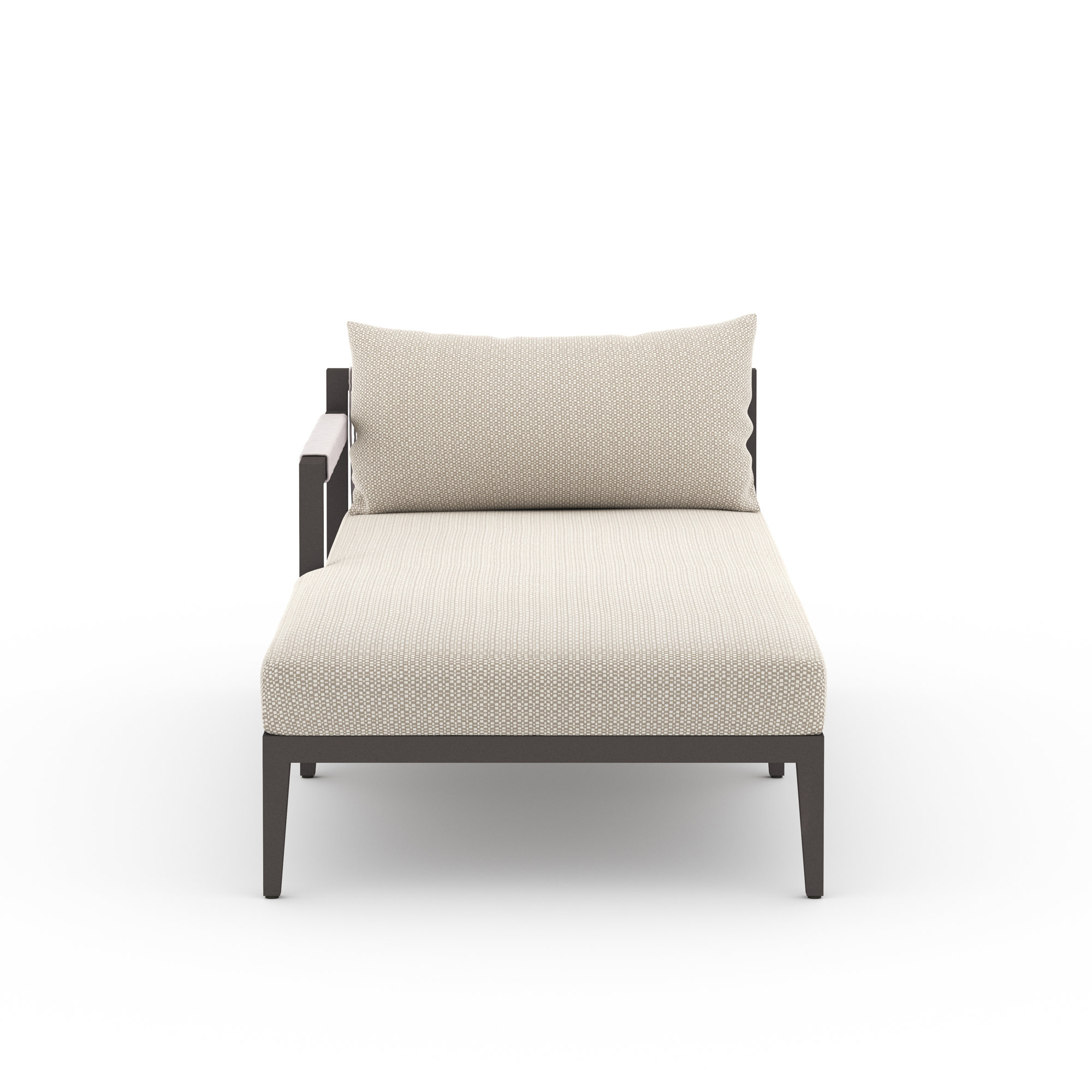 Kristine 33'' Outdoor Teak Chaise Lounge, Fiqa Cream Boucle, Black/Gray