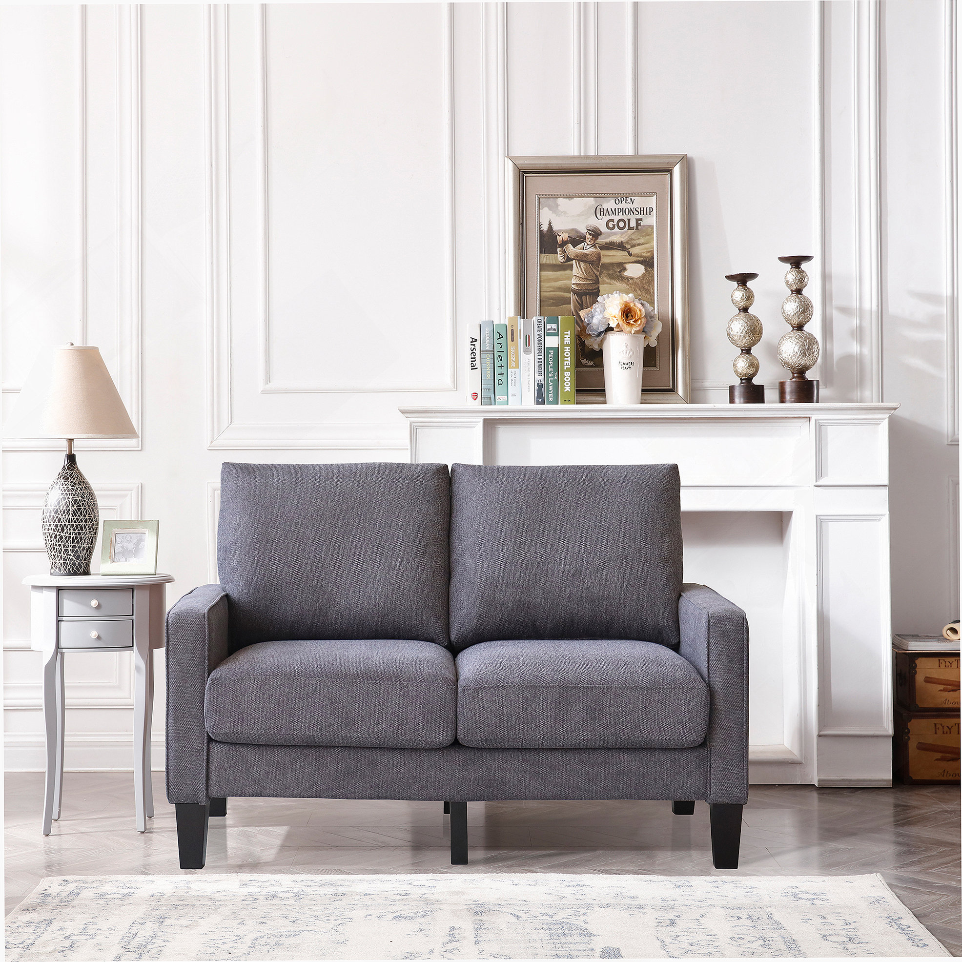 Curated visual reference: Visual Reference: Ebern Designs Modern Living Room Furniture Loveseat In Dark Grey