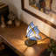 Lampe d'appoint papillon en vitrail avec base rose rétro - Lampe de table décorative