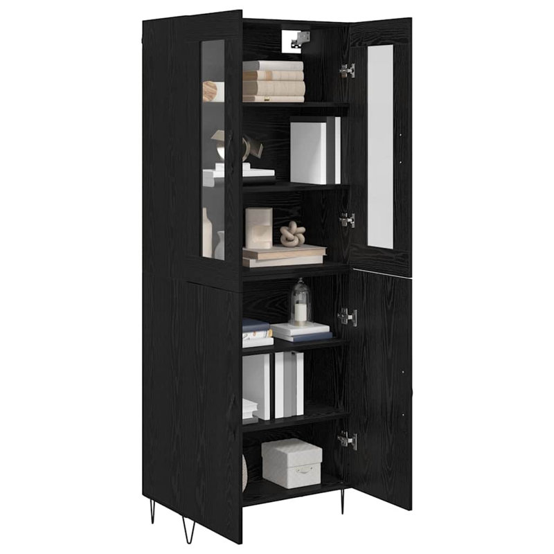  Highboard White And Black Oak 69.5 X 34 X 180 Cm, Black Oak