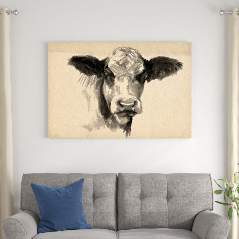 Vache gris anthracite II, H 32 po x l 48 po x P 1,25 po