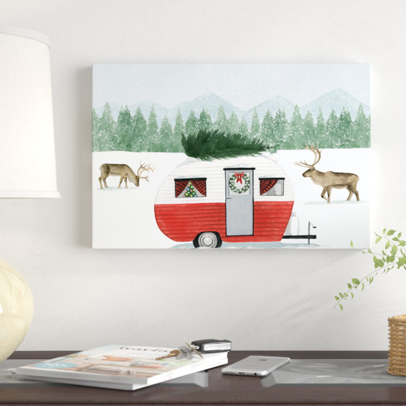 Camping for Christmas Collection A by Grace Popp - Graphic Art Print, 30cm H x 46cm W, Wrapped Canvas