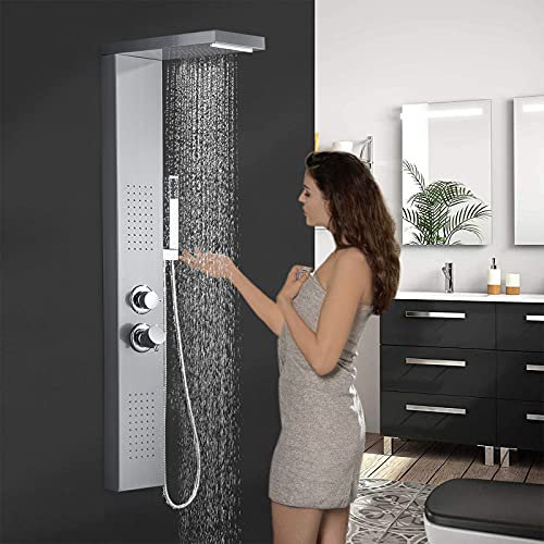 Duschpaneel 4 in 1 Duschsystem Multifunktional Dusche Regendusche Set 304 Edelstahl, Silber