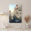 «European Riverfront Buildings Blue Tile Facades Balconies», art mural sur toile-132733480