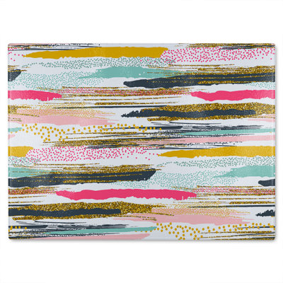 Coloured Stripes & Spots Glass Chopping Board