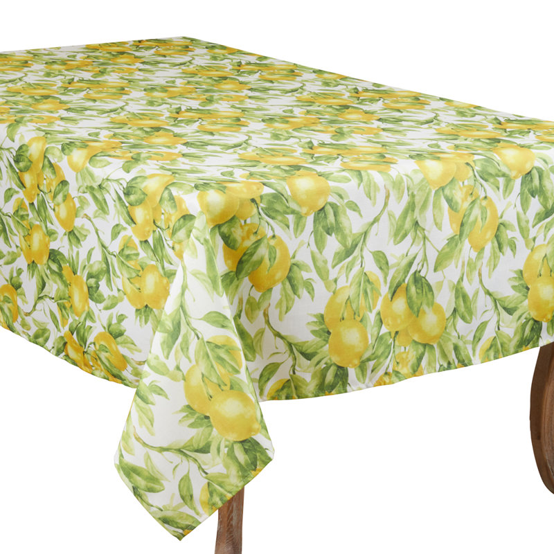 Lemon Printed Design Tablecloth, 90" L x 65" W
