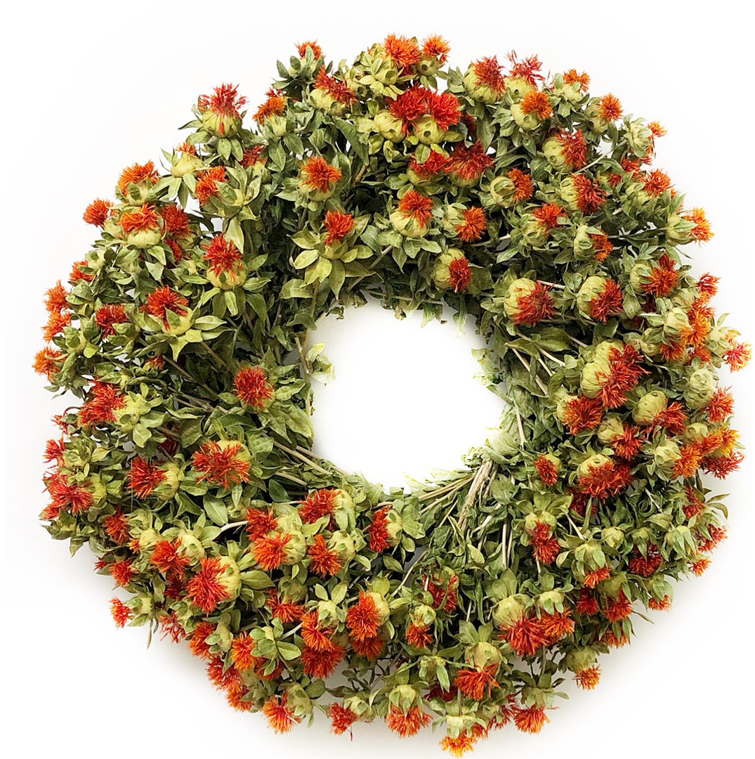 Dried Flower Safflower Soiree Floral Wreath August Grove® 