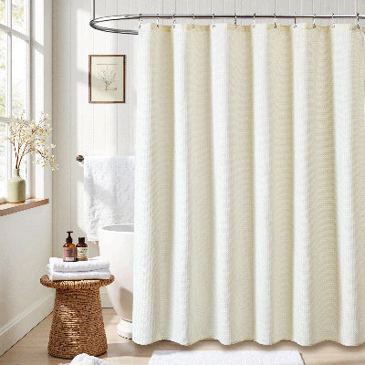 Rideau de douche moderne à tissage gaufré avec crochets en plastique inclus