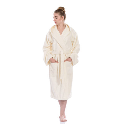 Luxury Turkish Hooded Bath Robes, 100% Turkish Cotton, Hotel Style Soft, Hooded Robes For Home and Bath - Bathrobe with Adjustable Belt for Him & Her in Sizes X-Large & Medium