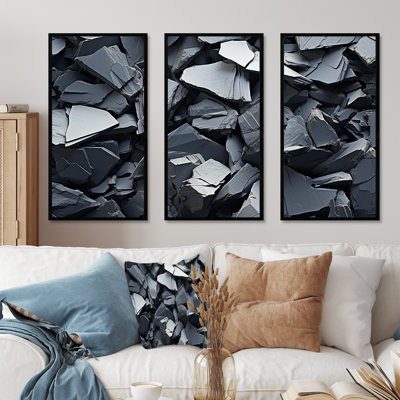 Tachism Grey Rocks Explosion - Tachism Wall Art