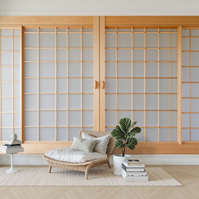 Peel and Stick Wallpaper 96" W x 69" H Modern Self Adhesive Wall Mural for Bedroom Shoji Traditonal Japanese door