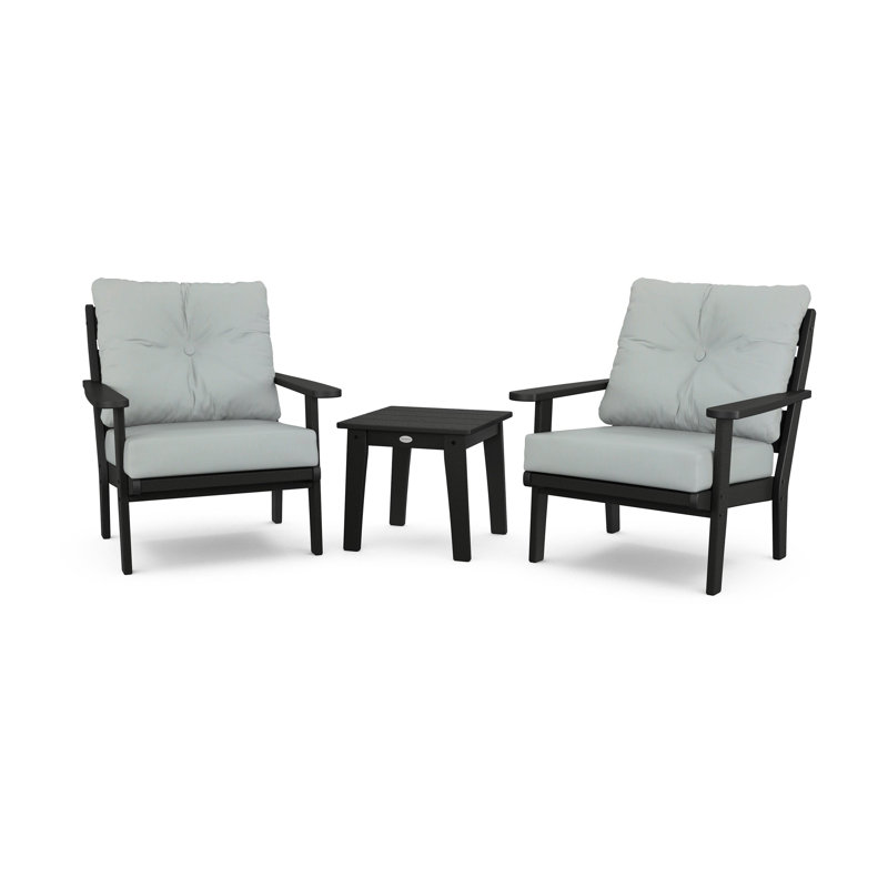 Lakeside 3-Piece Deep Seating Chair Set, Black, Spa