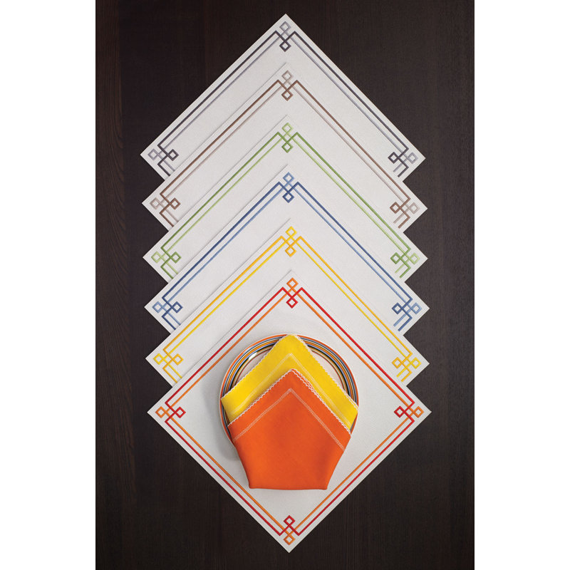 Link Placemats, Green/Antique White