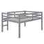 Lit mezzanine compacte pleine grandeur en bois d'hévéa avec marches-1364982054