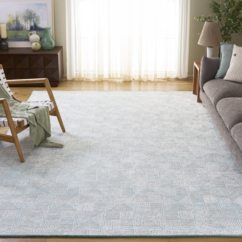 Concetto Hand Tufted Viscose Wool Cotton Geometric Rug, Rectangle 8' x 10'