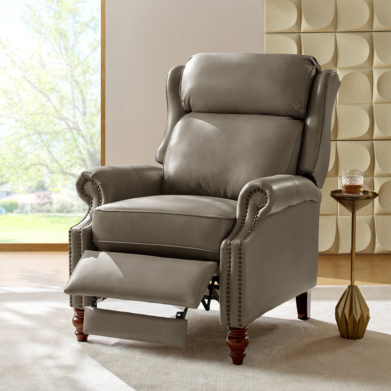 Fauteuil inclinable manuel Ambrosane, Cuir véritable colombe