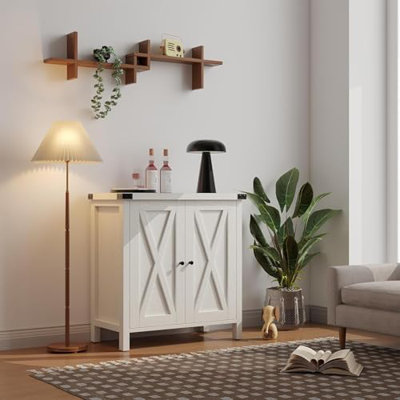 Sideboard Buffet Cabinet with Adjustable Shelf, Modern Farmhouse Kitchen Storage Cabinet