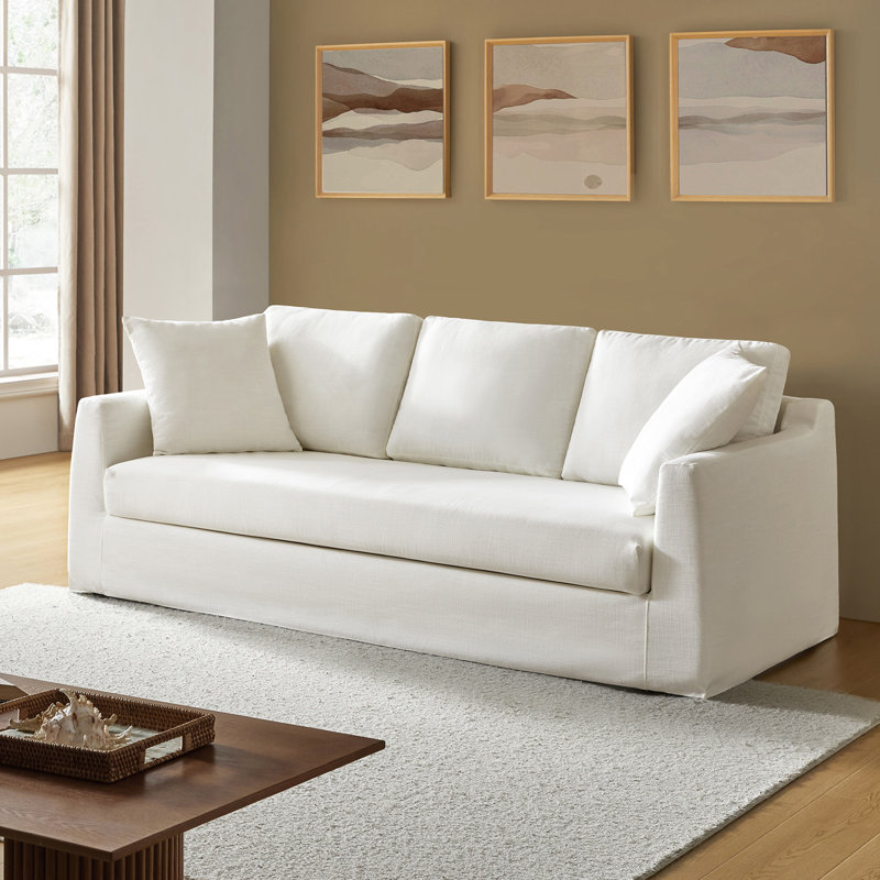 Wimberly 85" Farmhouse Upholstered Slipcovered Sofa