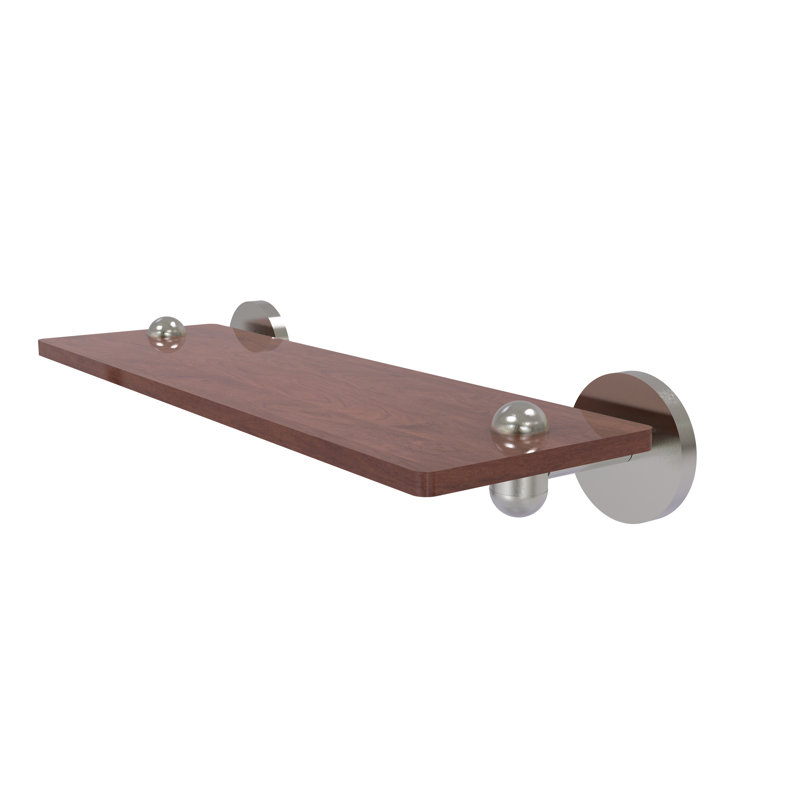Tablette murale unie bois ironwood Itzhak, Nickel satiné, H 2,5 po x l 16 po x P 5 po