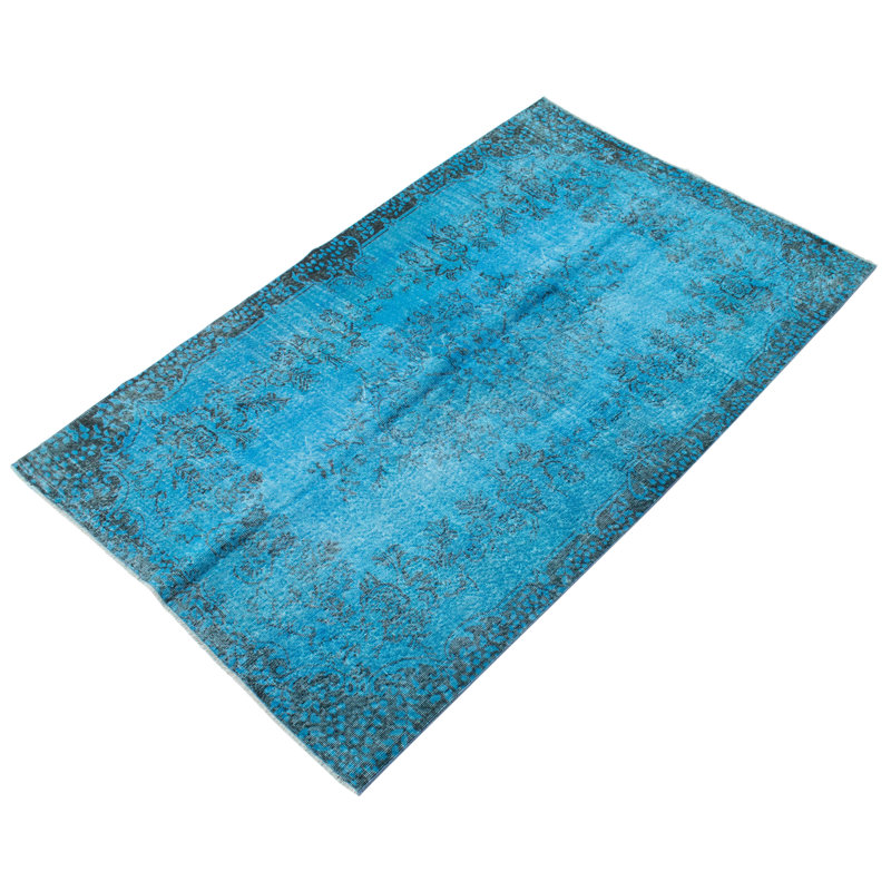 Tapis unique en laine turquoise foncé 5 pi 5 po x 8 pi 9 po One-of-a-Kind Judson