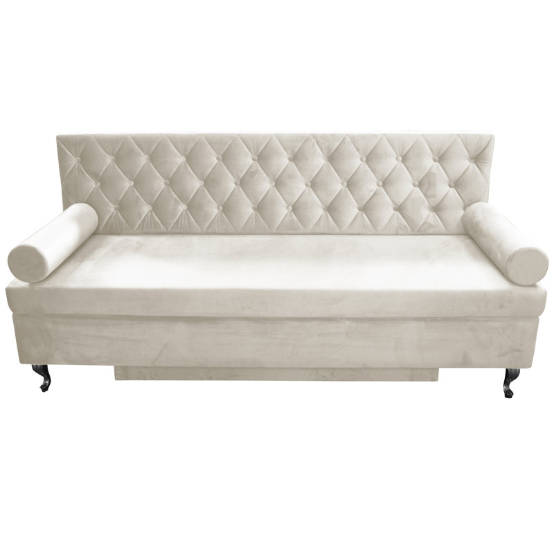 Glamour 3 Seater Sofa Bed, Cream