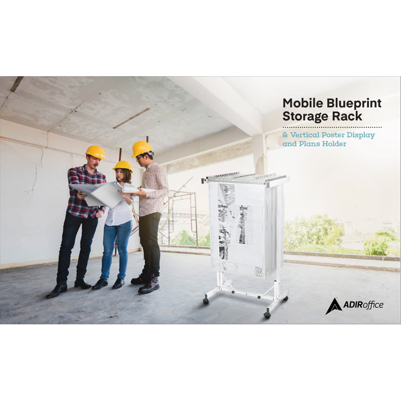Gray Expandable Mobile Blueprint Plan Center with Steel Frame