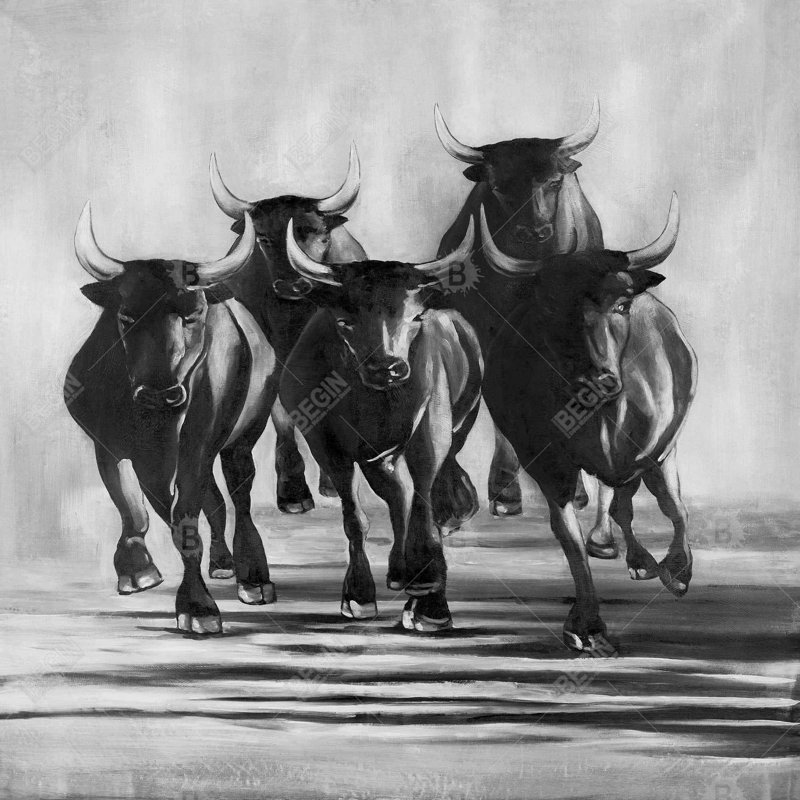 " Group Of Bulls At Galops "