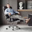 Fauteuil de bureau à hauteur ajustable avec repose-pieds Fauteuil d'ordinateur confortable à dossier haut Fauteuil de jeu inclinable en cuir durable
