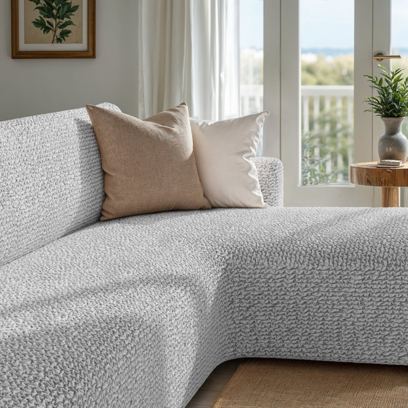 Housse de canapé d'angle en L, housse extensible pour méridienne, protection pour animaux, Gris clair, Right-Facing Chaise
