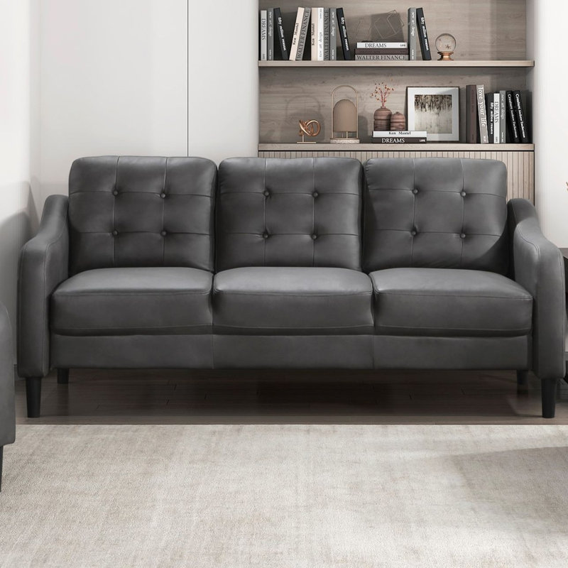 Canapé capitonné gris en microfibre capitonné 1pc