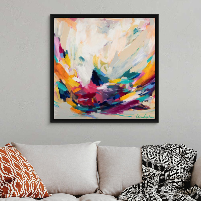 " New Beginnings " by Amira Rahim, Picture Framed Canvas, 37.25" H x 37.25" W, Black