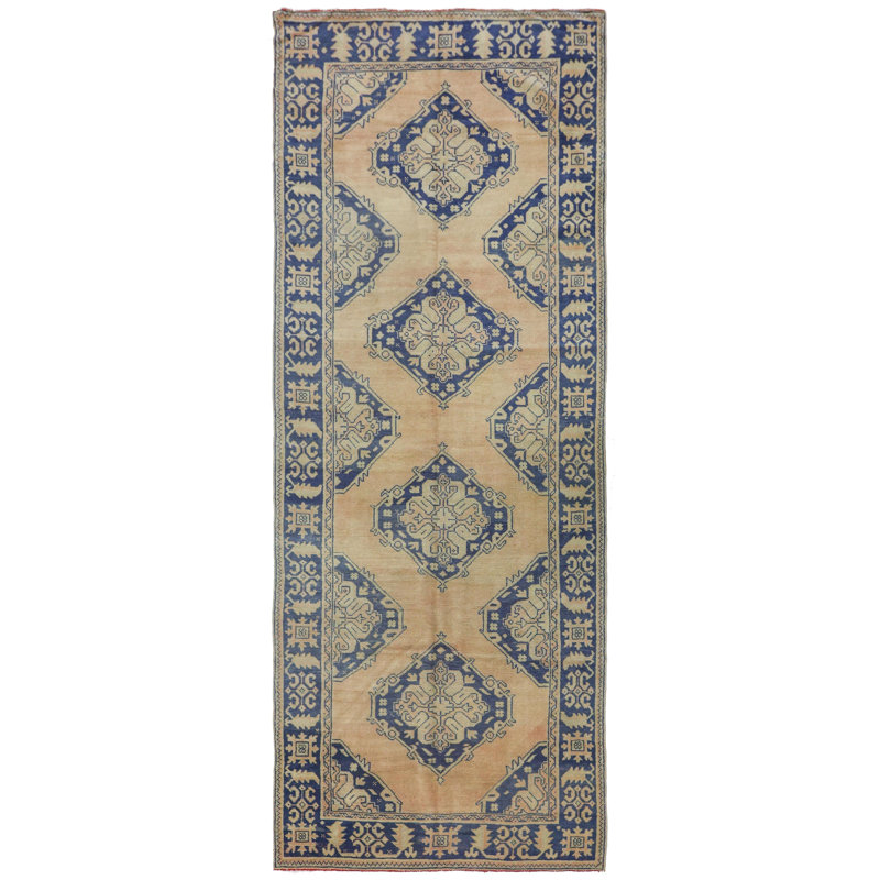 Vintage Turkish Konya Wool On Wool 4Ft9inx12ft4in Blush
