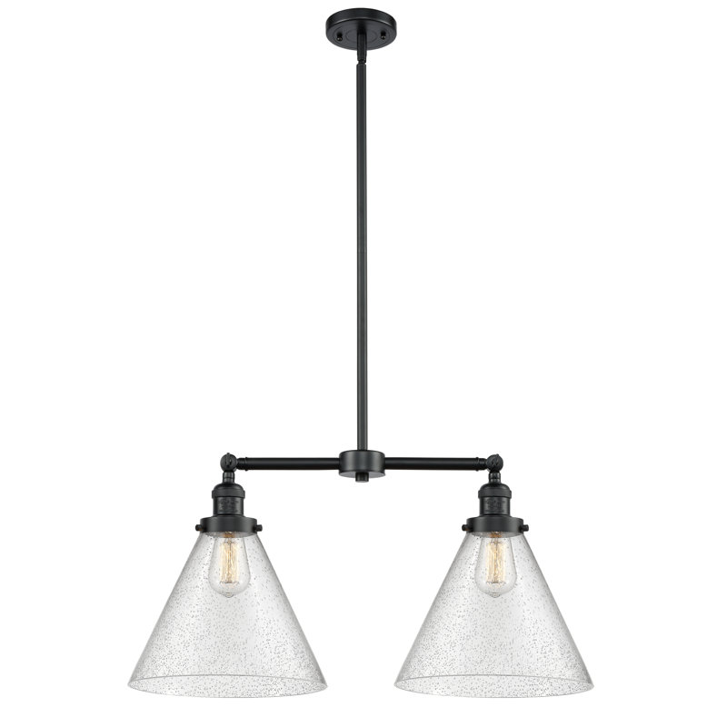 Runkle 2 - Light Kitchen Island Pendant, 6 Watt Vinage LED Bulb, Seedy, Oil Rubbed Bronze