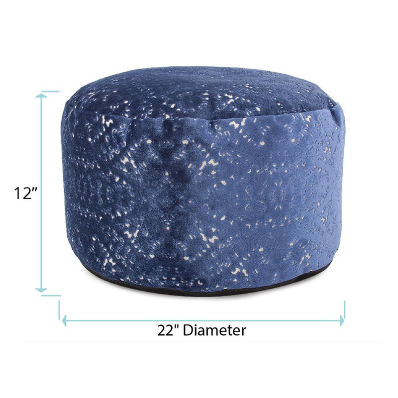 Pouf rond de 22 po de largeur, Mélange de polyester saphir Pasini