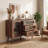Natural Wood Accent Cabinet with 3 Drawers and Door, Storage Sideboard with Adjustable Shelves for Living Room Entryway Hallway