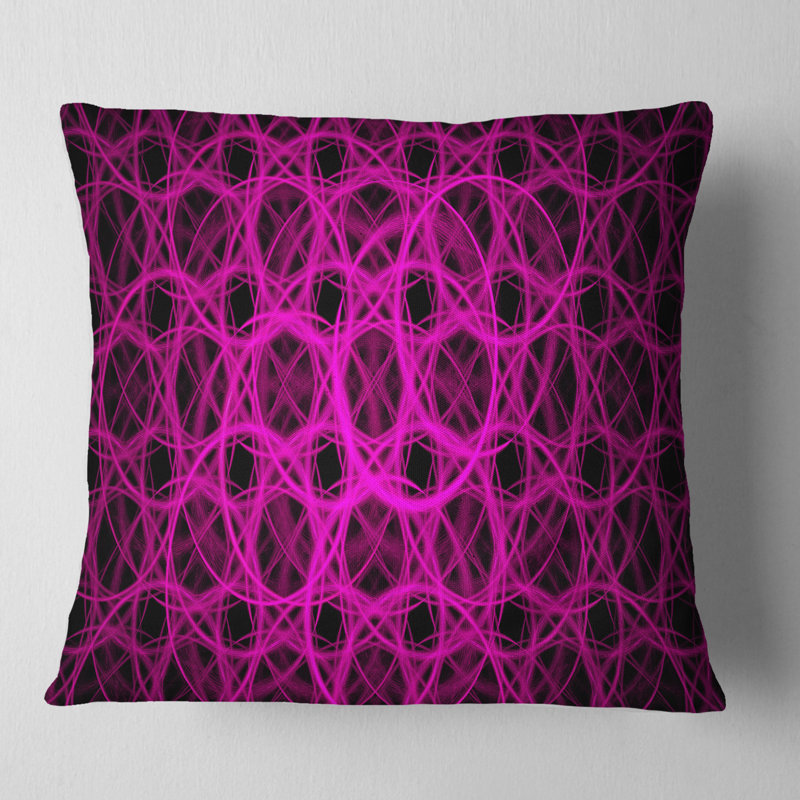 Coussin en métal inhabituel - imprimé abstrait, 18 po x 18 po, Rose / Noir, Coussin décoratif